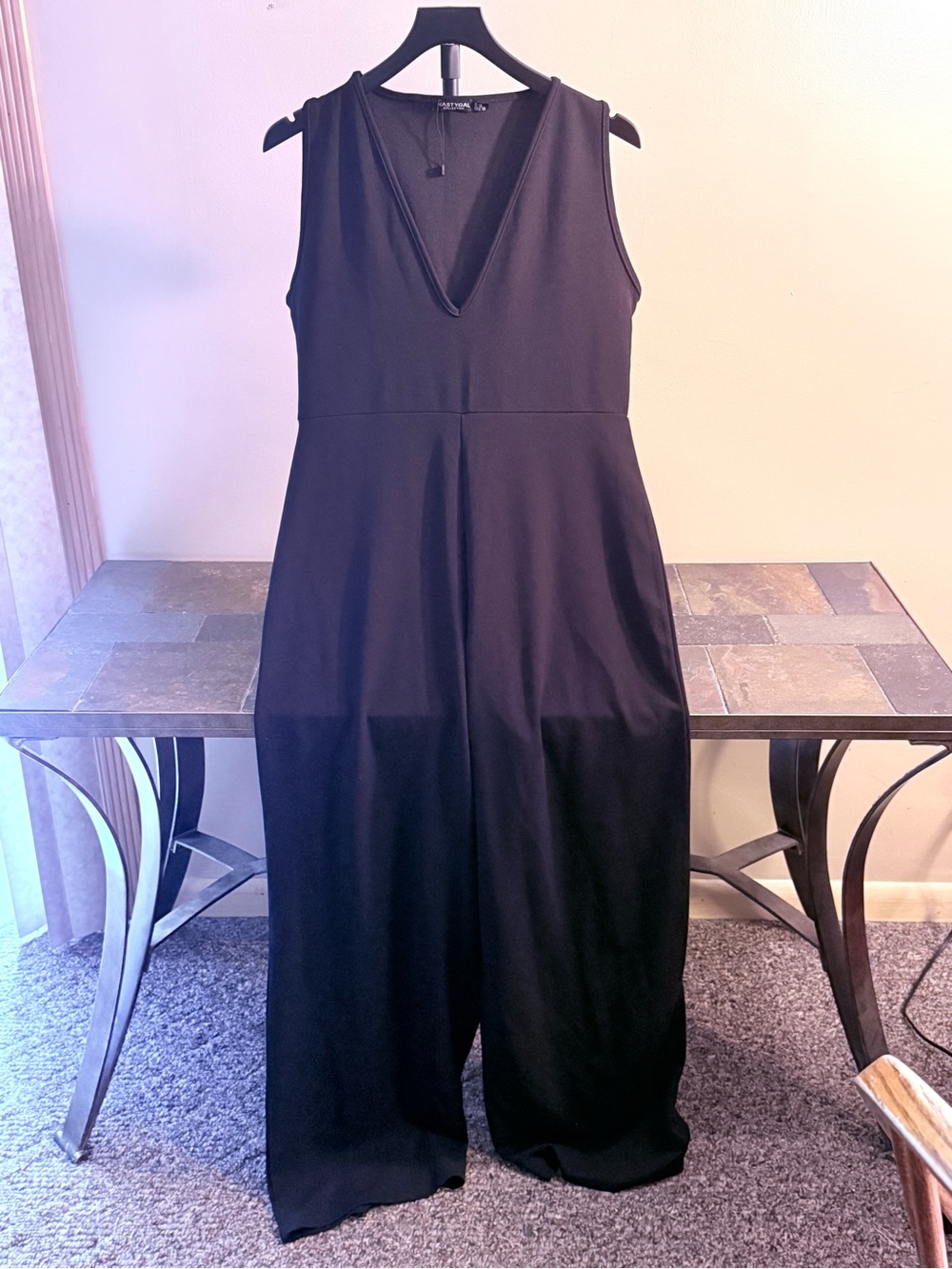 Nasty Gal Black Sleeveless V-Neck Wide-Leg Jumpsuit